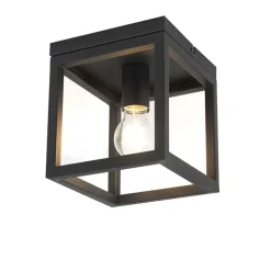 Plafondlampen-QAZQA plafondlampen cage zwart e27