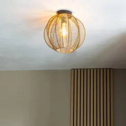 QAZQA plafondlampen dong bruin e27