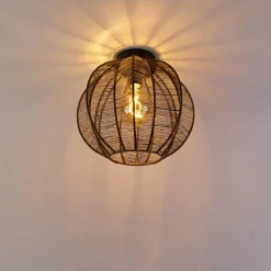 QAZQA plafondlampen dong bruin e27