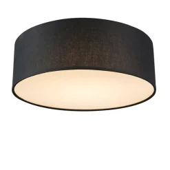 Plafondlampen-QAZQA plafondlampen drum led zwart geïntegreerde led