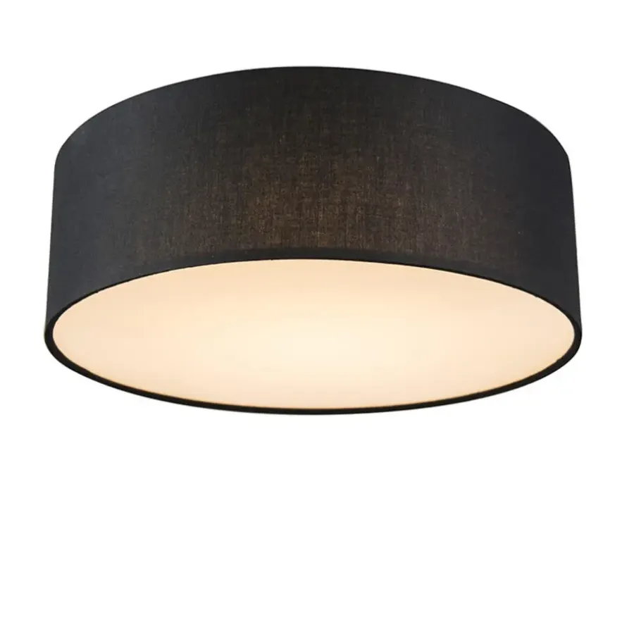 Plafondlampen-QAZQA plafondlampen drum led zwart geïntegreerde led