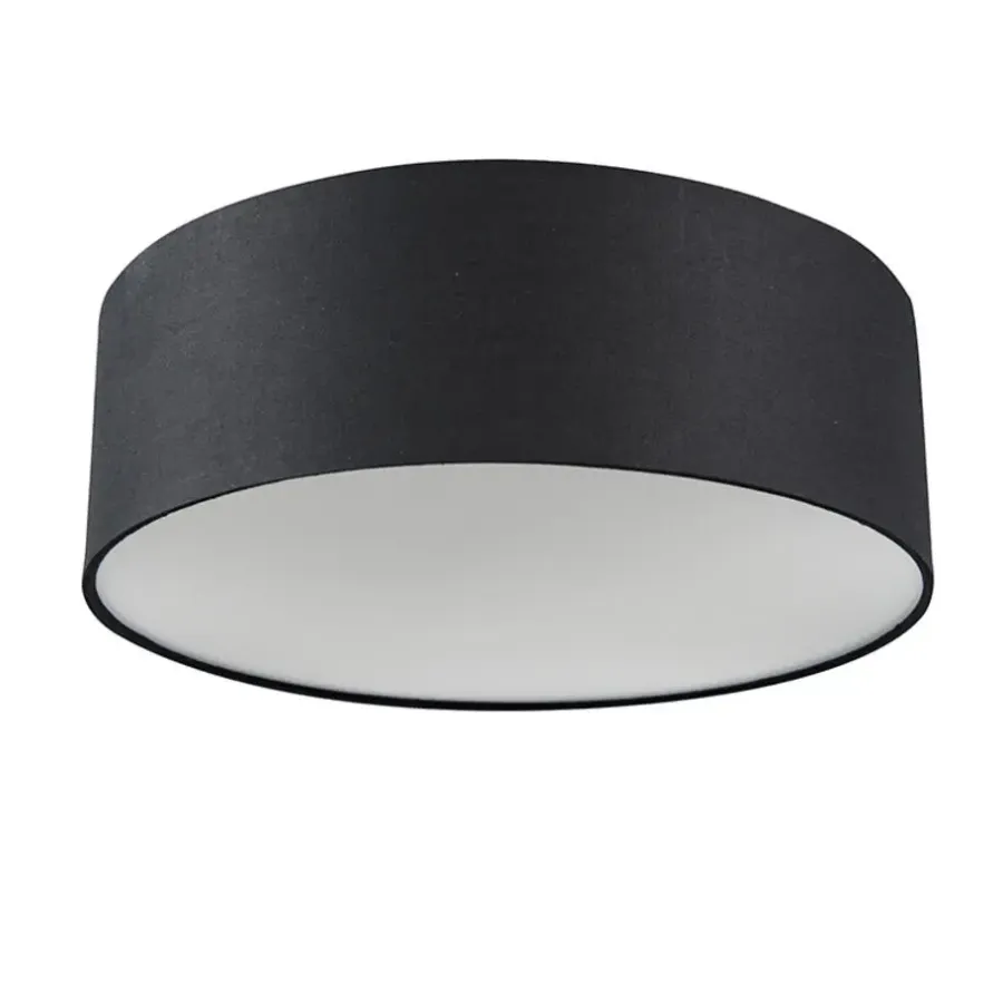Plafondlampen-QAZQA plafondlampen drum led zwart geïntegreerde led