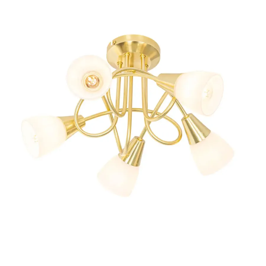 QAZQA plafondlampen inez goudkleurig e14