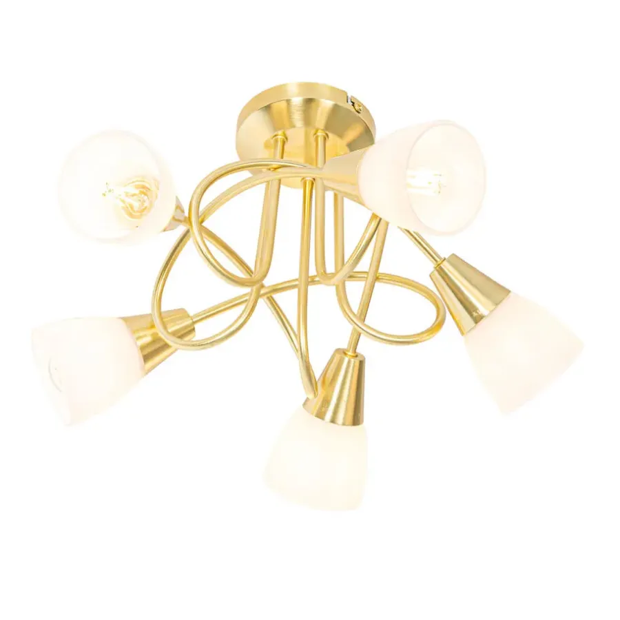 QAZQA plafondlampen inez goudkleurig e14