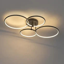QAZQA plafondlampen joaniqa zwart geïntegreerde led