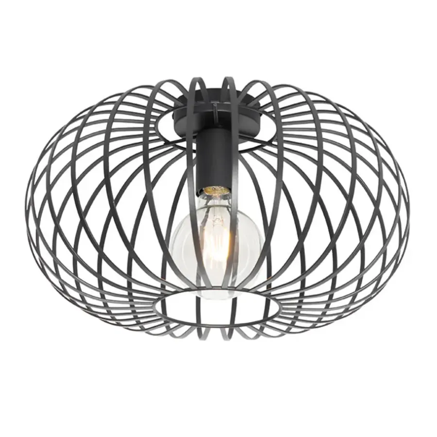 QAZQA plafondlampen johanna zwart e27