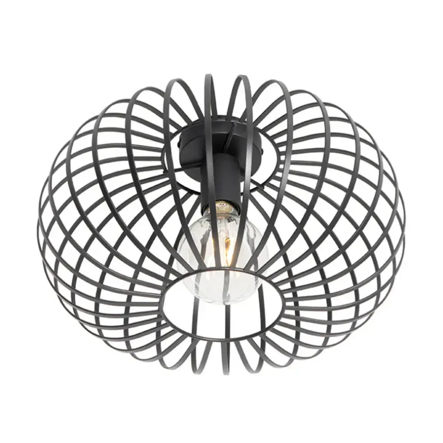 QAZQA plafondlampen johanna zwart e27