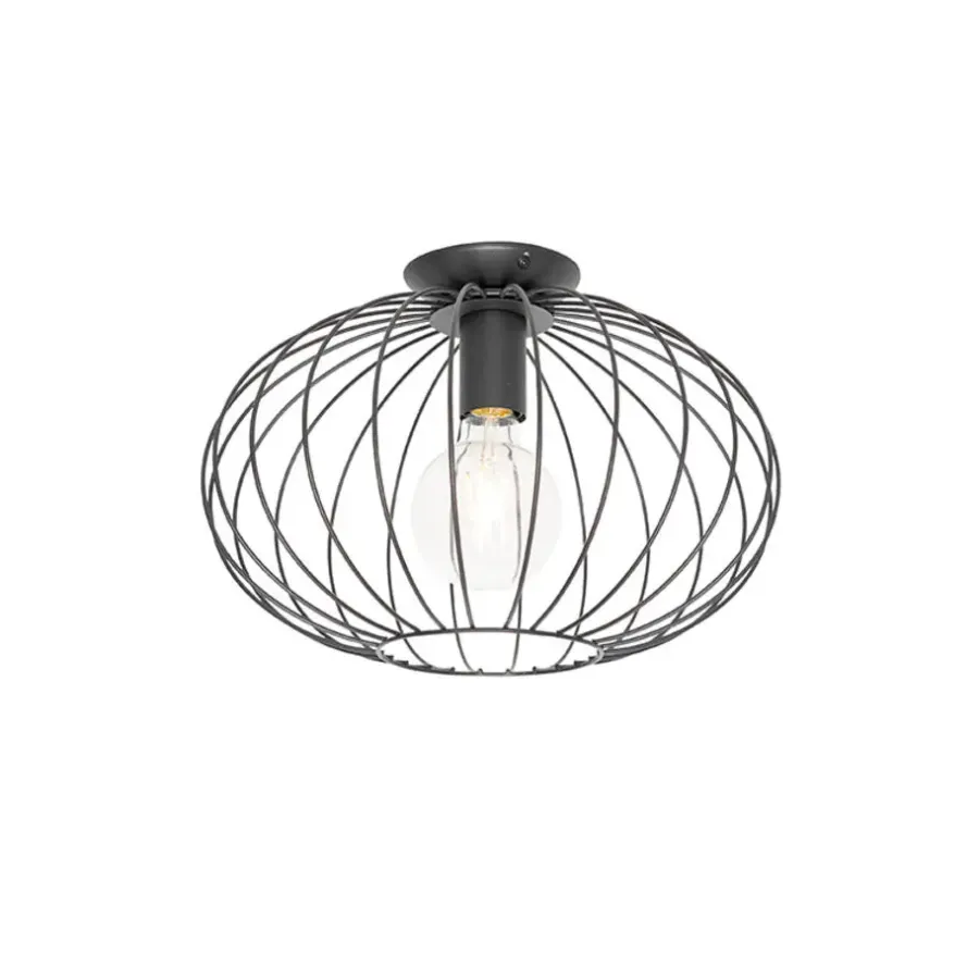Plafondlampen-QAZQA plafondlampen margarita zwart e27
