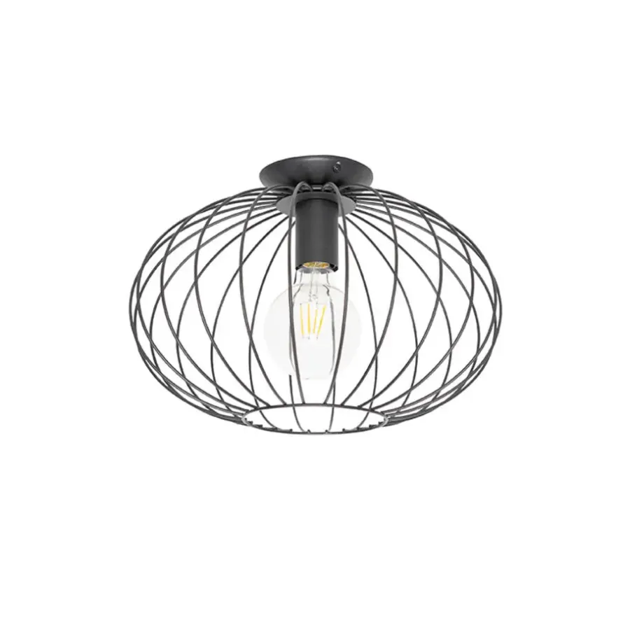 Plafondlampen-QAZQA plafondlampen margarita zwart e27