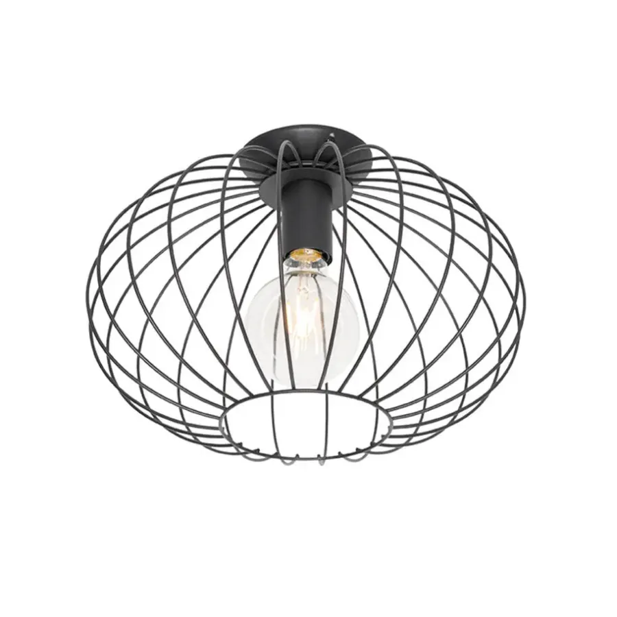 Plafondlampen-QAZQA plafondlampen margarita zwart e27