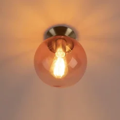 Plafondlampen-QAZQA plafondlampen pallon roze e27