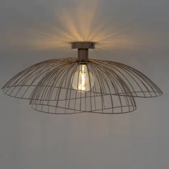 Plafondlampen-QAZQA plafondlampen pua bruin e27