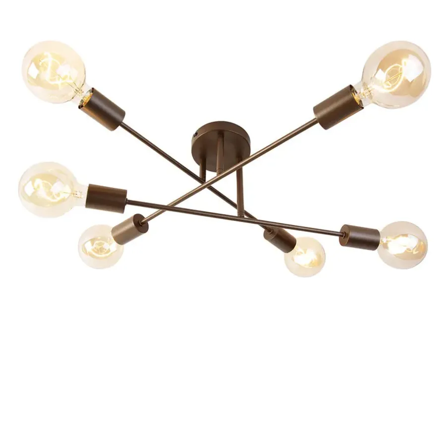 QAZQA plafondlampen sydney bruin e27