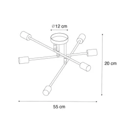 QAZQA plafondlampen sydney bruin e27