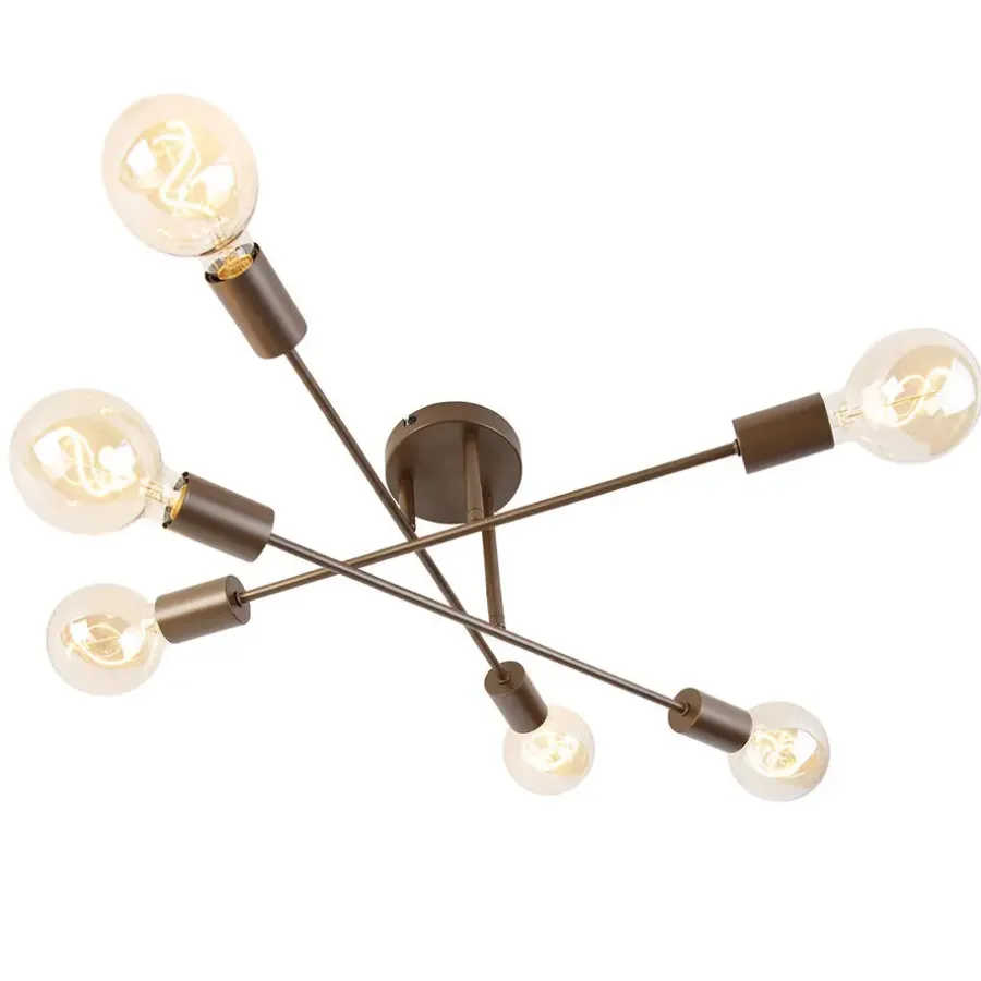 QAZQA plafondlampen sydney bruin e27