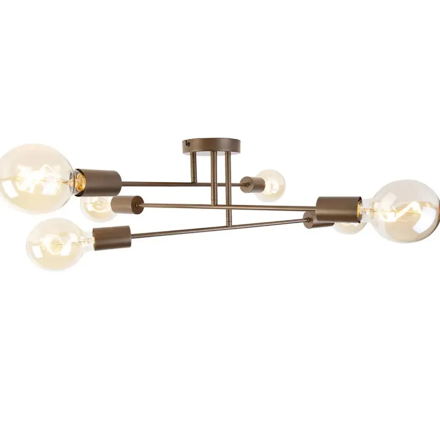 QAZQA plafondlampen sydney bruin e27