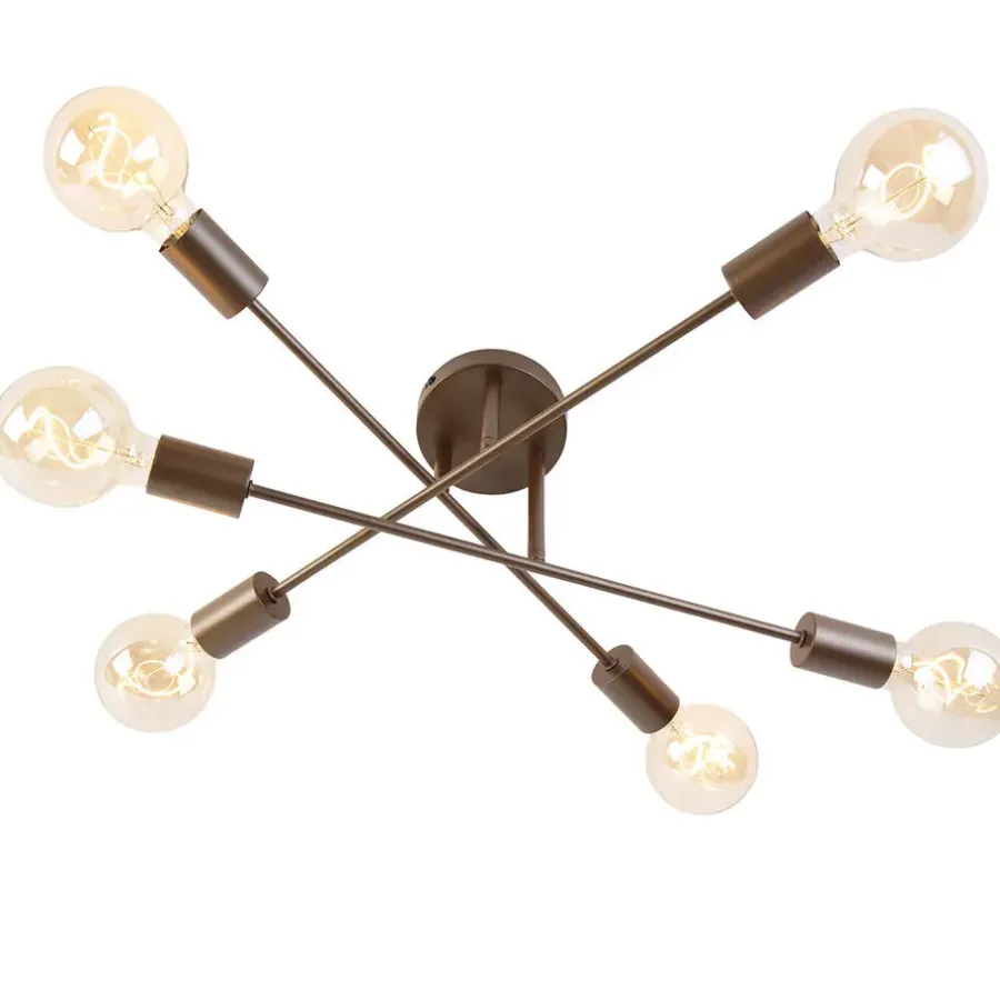 QAZQA plafondlampen sydney bruin e27