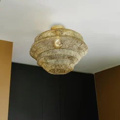 QAZQA plafondlampen vadi goudkleurig e27