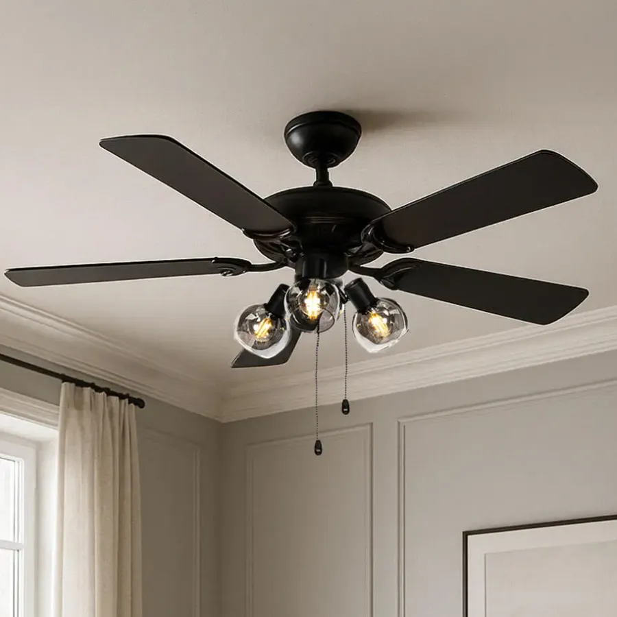 QAZQA plafondventilatoren mistral zwart e14
