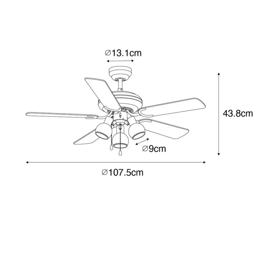 QAZQA plafondventilatoren mistral zwart e14