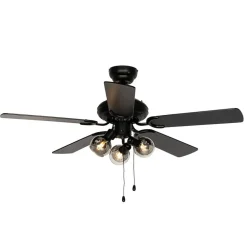QAZQA plafondventilatoren mistral zwart e14