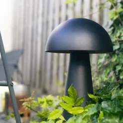 QAZQA staande buitenlampen mushroom zwart e27