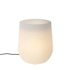 Staande Lampen-QAZQA staande buitenlampen flowerpot wit e27