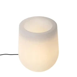 Staande Lampen-QAZQA staande buitenlampen flowerpot wit e27