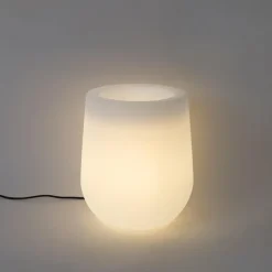 Staande Lampen-QAZQA staande buitenlampen flowerpot wit e27