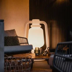 Staande Lampen-QAZQA staande buitenlampen storm wit e27