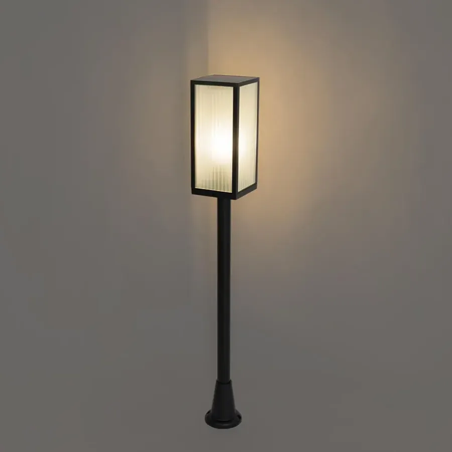 Staande Lampen-QAZQA staande buitenlampen charlois ribbed zwart