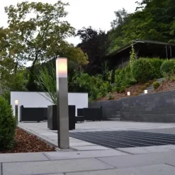 Buitenverlichting|Staande Lampen-QAZQA staande buitenlampen malios zilverkleurig e27