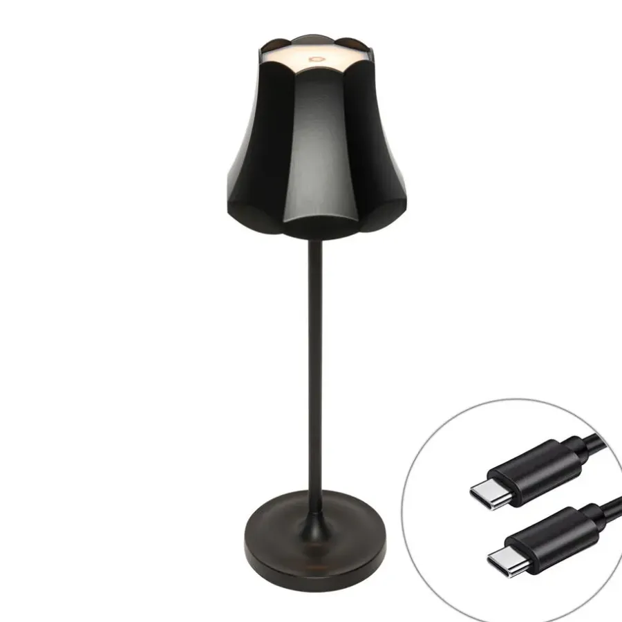 Tafellampen-QAZQA tafellampen granny retro zwart geïntegreerde led