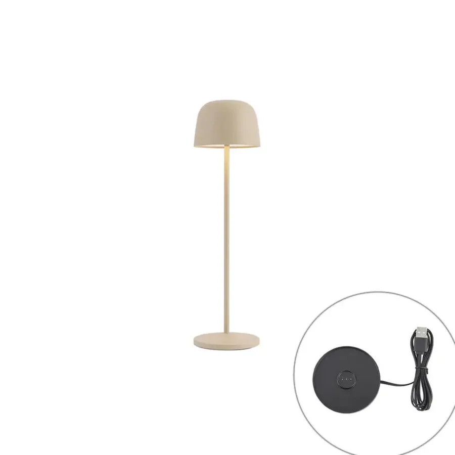 Tafellampen-QAZQA tafellampen raika beige geïntegreerde led