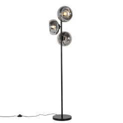 Staande Lampen-QAZQA vloerlampen ayesha zwart e27