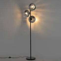 Staande Lampen-QAZQA vloerlampen ayesha zwart e27