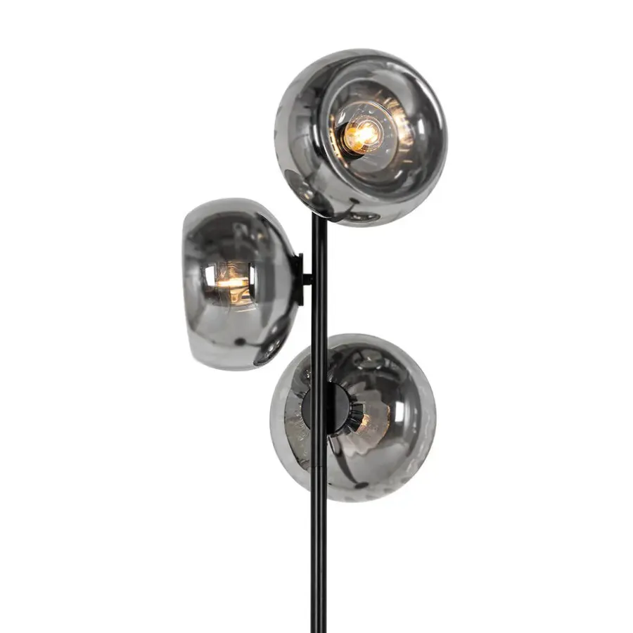Staande Lampen-QAZQA vloerlampen ayesha zwart e27