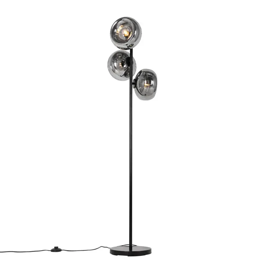Staande Lampen-QAZQA vloerlampen ayesha zwart e27