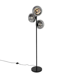 Staande Lampen-QAZQA vloerlampen ayesha zwart e27