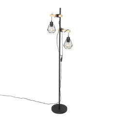 Staande Lampen-QAZQA vloerlampen chon zwart e27