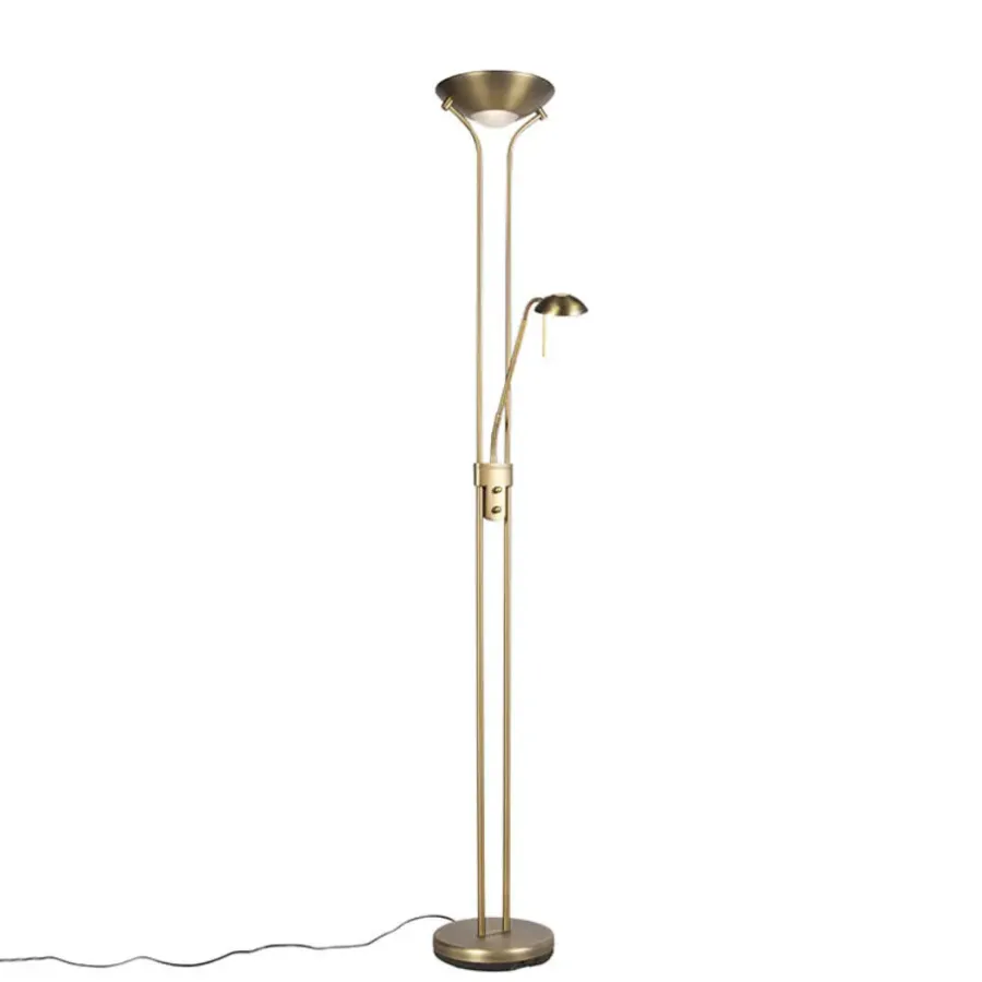 Staande Lampen-QAZQA vloerlampen diva bruin geïntegreerde led