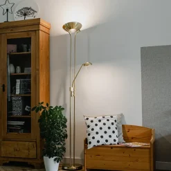 Staande Lampen-QAZQA vloerlampen diva goudkleurig geïntegreerde led