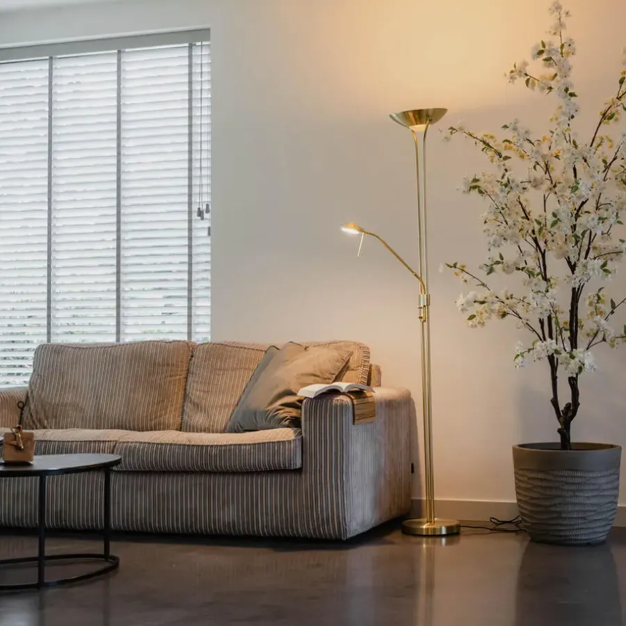QAZQA vloerlampen diva goudkleurig geïntegreerde led