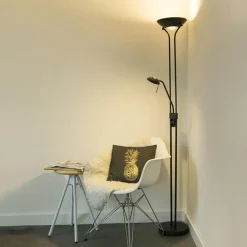 Staande Lampen-QAZQA vloerlampen diva zwart geïntegreerde led