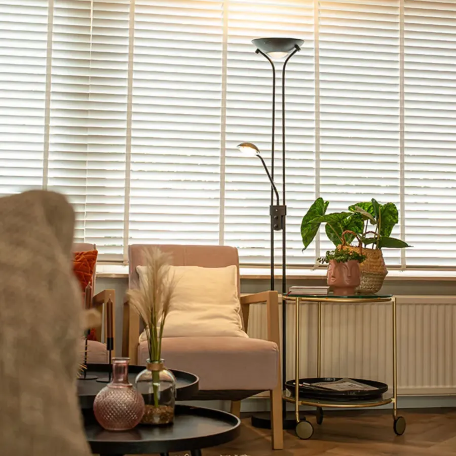 QAZQA vloerlampen diva zwart geïntegreerde led