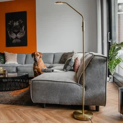 Staande Lampen-QAZQA vloerlampen eva bruin geïntegreerde led