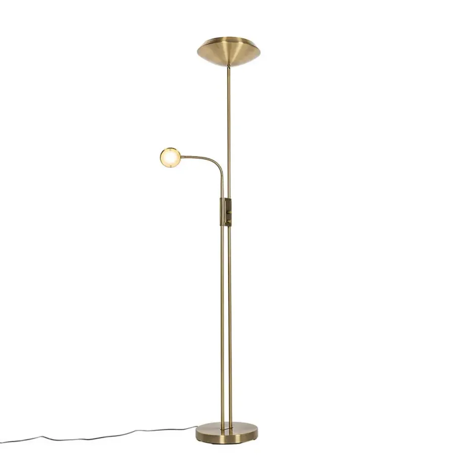 Staande Lampen-QAZQA vloerlampen fez bruin geïntegreerde led
