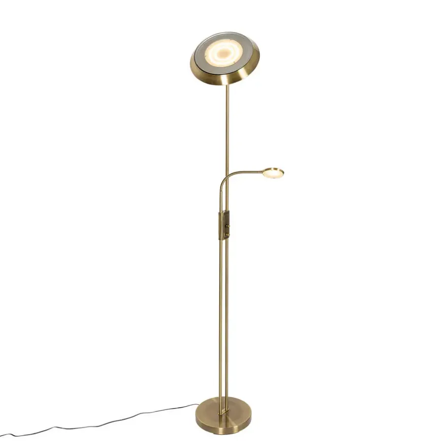 Staande Lampen-QAZQA vloerlampen fez bruin geïntegreerde led