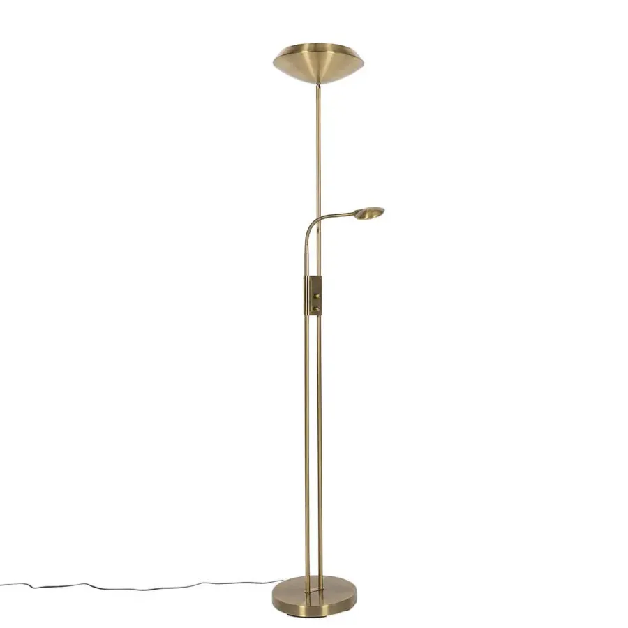 Staande Lampen-QAZQA vloerlampen fez bruin geïntegreerde led