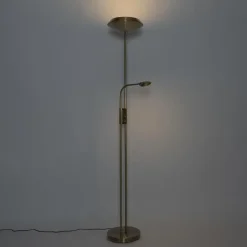 Staande Lampen-QAZQA vloerlampen fez bruin geïntegreerde led